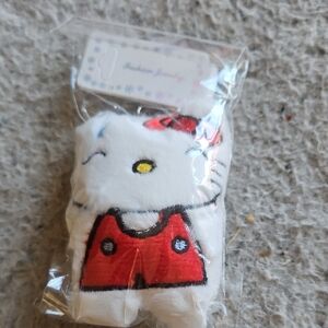 Cute White and Red Plush Keychain